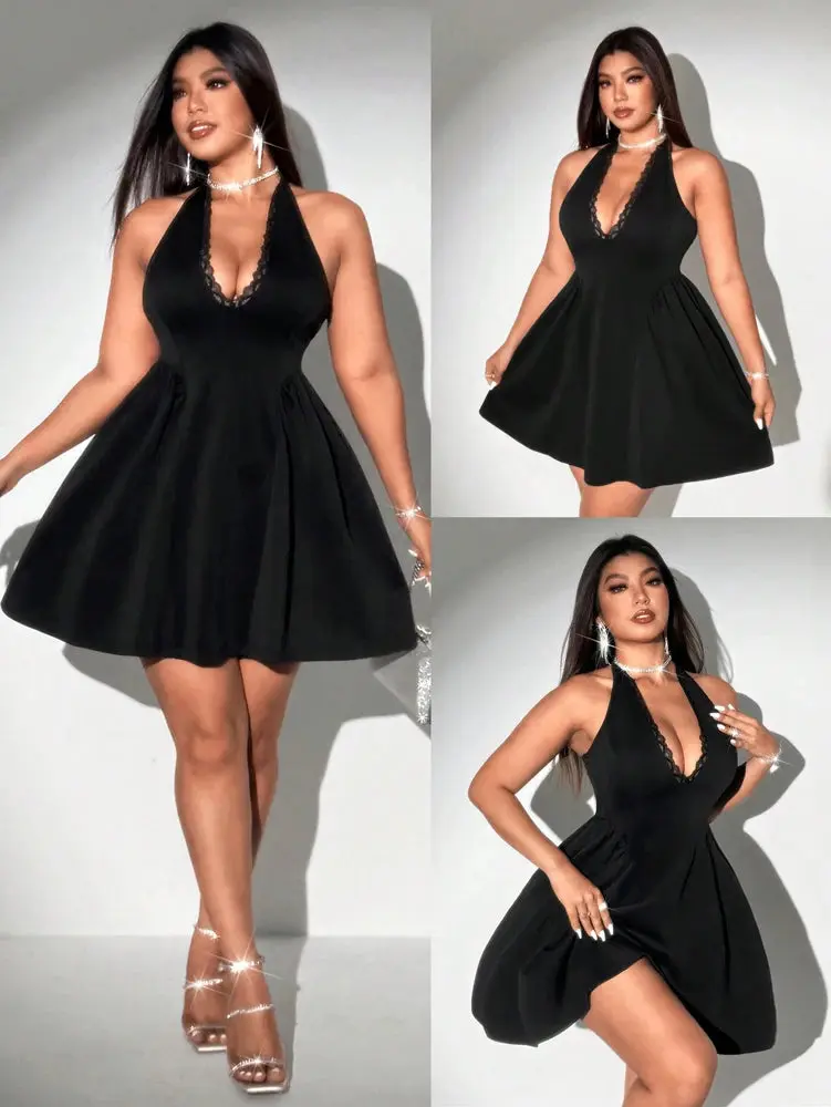 Lace Trim Baby Doll Dress
