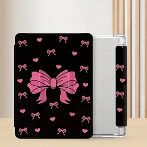 Pink Heart Butterfly Embossed Ultra Slim iPad Case, Built-in Pencil Slot Adjustable Stand Auto Sleep/Wake, Lightweight Durable Soft Edge, Compatible with iPad 10th/11th Gen/A16/10.2/Pro 11/Air 11/2025 & Galaxy Tab S9 FE+ 12.4-inch,