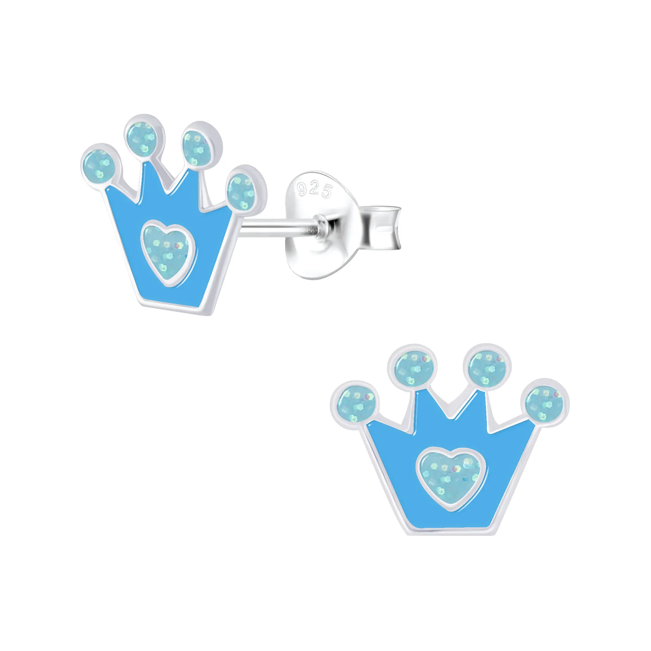 Beautiful Blue Crown Earrings for Little Girls
