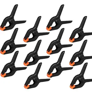 Plastic Spring Clamps 12 Packs, 3.5inch Small Heavy Duty Clips for Crafts, Backdrop Stand, Woodworking, Photography Studios