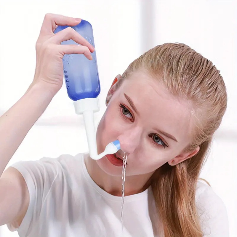 300ml BPA-Free Nasal Irrigation System - 10oz Nasal Wash Bottle with Nasal Wash Salt Packets Oral Sinus Rinse Nose Cleaner Cleansing Nosecleaningwater Sinusrinsebottle