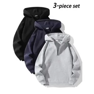 Men's Half-Zip Fleece Hoodie, Casual Long Sleeve Drop Shoulder Sweater, Thick Fabric for Fall & Winter, Sporty Fashion Pullover Menswear Sweatshirts Tops Beige Native Indian Axe Graphic T-Shirt Breathable Cotton Gym with Pumpkin Spice Life Crewneck