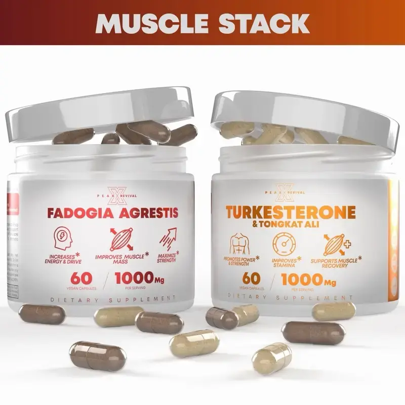 Muscle Stack – Testosterone Booster for Men - 2000mg Turkesterone, Tongkat Ali & Fadogia Agrestis – Strength, Stamina, Energy, Muscle Growth & Recovery Support – Men's T Booster Pills, Pre WorkouLab Tested, 120 Capsules Protein Supplement Premium Protein