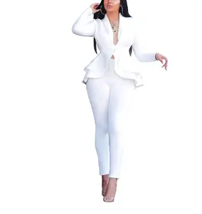 Saledress Outfits Women's Suit Sets 2 Piece Sets Sexy V Neck Business Casual Blazer Suit Pants Sets