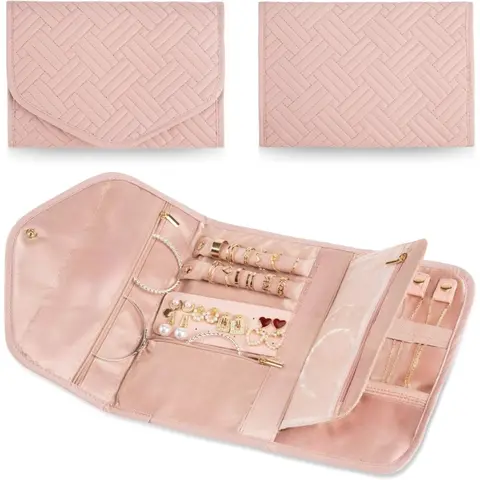 Travel Jewelry Storage Box, 1 Count Multi-functional Jewelry Organizer, Jewelry Storage Bag, Portable Jewelry Organizer for Necklace, Earrings, Bracelet, Ring, Necklace Holder Organizer, Jewelry Storage Unit