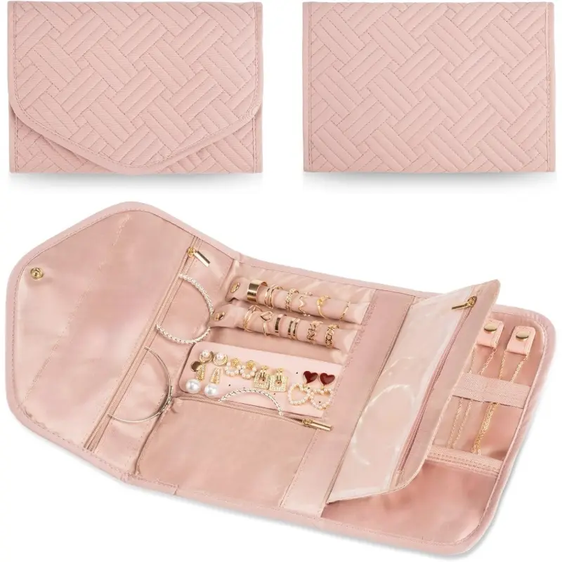 Travel Jewelry Storage Box, 1 Count Multi-functional Jewelry Organizer, Jewelry Storage Bag, Portable Jewelry Organizer for Necklace, Earrings, Bracelet, Ring, Necklace Holder Organizer, Jewelry Storage Unit