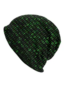 BIIHUDU Men'S Code Linux Python Programming Beanie Hat - Binary Code Design with 0s & 1s, Green & Tech-Themed Computer Science Cap, Soft Knit Winter Hat for Developers