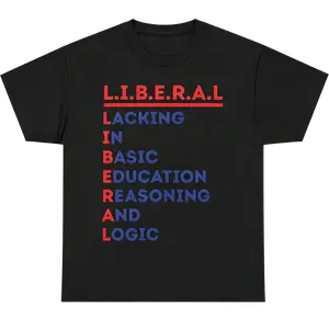 L.I.B.E.R.A.L. Acrostic Tee | Political Satire T-Shirt Casual Streetwear Top Round Neck Tshirt,Beach T Shirt, Casual T Shirt, Graphic T Shirt, Round Neck T Shirt, Plus Size T Shirts