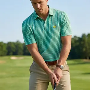 Style Masters Pattern Mint Green Pinstripe Golf Polo 2026 Fan | made Shirt Short Sleeve Print Lightweight