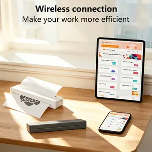 Includes 100 Sheets A4 Paper, Inkless Portable Printer, Wireless Bluetooth Thermal Printer for Travel & Office, Compatible with iOS, Supports 8.5"x11" US Letter & A4 Paper, Compact Thermal Printing