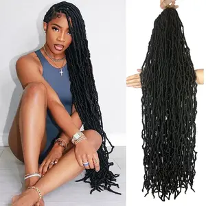 THE WELL KEPT 7 Packs Soft Locs 36 inch Goddess Locs Faux Locs Crochet Hair for Black Women Whole Strand Pre-looped Long New Locs Crochet Natural Black Locs Curly Braiding Hair Extension