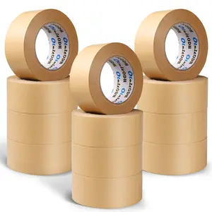 Oleitodh 12 Pack Brown Paper Packing Tape, Kraft Paper Tape Bulk 2" x 55 Yardx 7 mil Gummed Tape for Marking, Sealing Box, Masking, Shipping, Strong Adhesive Easy-to-Tear Waterproof Tape