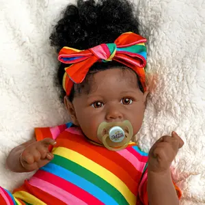 BABESIDE Reborn doll，Lifelike Reborn Baby Dolls Black -20 Inch cloth body + vinyl limbs Realistic-Newborn Baby Dolls African American Real Life Baby Dolls Cloth Body with Feeding Kit & Toy Accessories Gift for Kids Age 3+