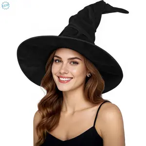 Witch Hat Halloween Adult Black Women's Large Witches Hat Costume Accessories for Party