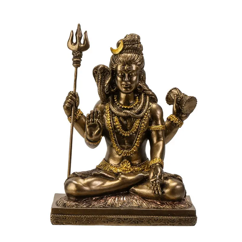 Lord Shiva Statue – Hindu God Shiva Meditating Resin Spiritual Decor with Trident