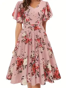 Stylish and elegant V-neck dress, suitable for everyday casual wear, holiday vacations, and business commutes.