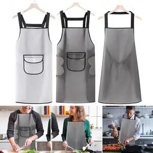 Kitchen Apron for Men Women Transparent Cooking Apron with Pocket Waterproof Oilproof PVC Adjustable Bib for Home Bar Restaurant