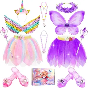 X-CPA21  Unicorn Costume & Fairy Costume for Girls: Princess Dress Up Clothes for Little Girls, Toddler Costume with Tutu, Wings, and Shoes Princess Costume for Age 3 4 5 6 Year Old Girl Birthday Gifts