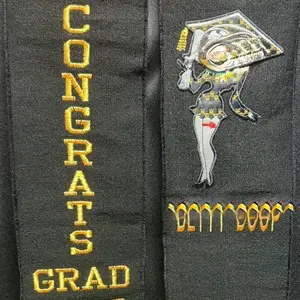 Black BB Custom Embroidery Graduation Stole - Sash
