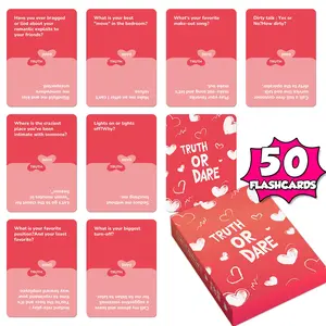 50 Pcs Couple Truth or Dare Adventure Theme Game Props, Interactive Card Deck for Couples Dating, Fun Party Activity Cards