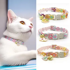 Pet Lace Collar with Colorful Flowers and Bells for Daily Decoration of Cats and Dogs