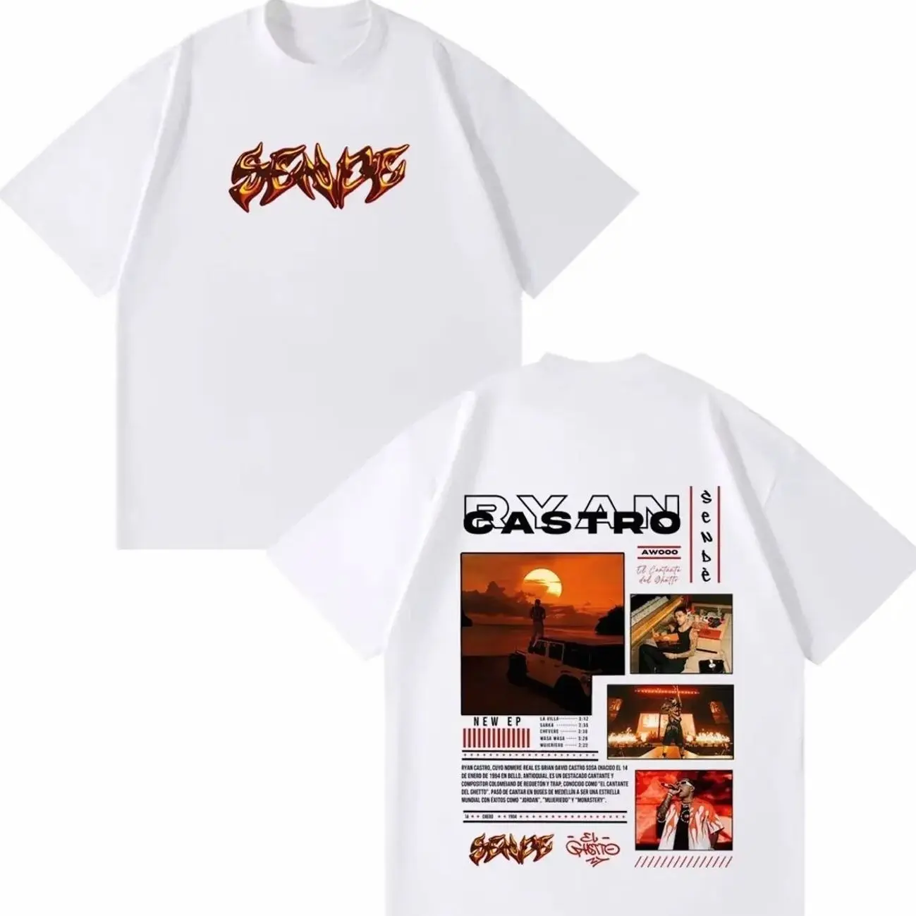 Rapper Ryan Castro Album Tour 2026 Print T-shirt Men Women Hip Hop Vintage T-shirts Summer Short-sleeved Cotton Casual T-shirt C DZT