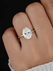 1 PC Charming Classic 2 Carat Oval  Zircon Ring for Women Fashion Jewelry for Festival Party Daily Clothing Decor Trendy Exquisite Wedding Engagement Promise Ring Ladies Anniversary Party Birthday Valentine's Day Festival Gift for Girlfriend