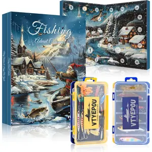 Fishing Advent Calendar 2025 for Men - Fishing Lures Kit with Tackle Box Advent Calendar for Fisher Teen Boys - 2025 Xmas Holiday Surprise Gift for 24 Days Christmas Countdown