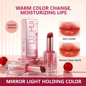 Women's Macaron Warm Change Lipstick Mirror Hydrating Moisturizing Lipstick Set