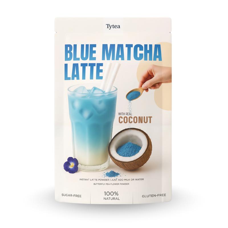 Tytea Coconut Blue Matcha Latte – Superfood Butterfly Pea Powder, 100g, Vegan & Antioxidant Rich, NOT Green Tea Matcha
