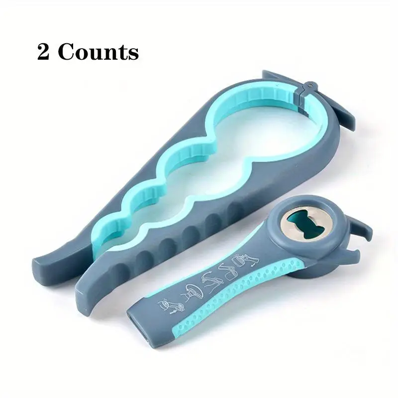 5 in 1 Multifunctional Jar Bottle Opener, 2 Counts Portable Manual Bottle Cap Remover, Bottle Opener for Home Kitchen Party Outdoor Camping, Kitchen A