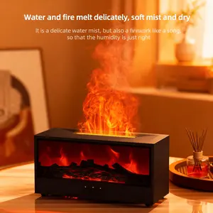 All-Season Comfort: Flame Aroma Humidifier for Dry Winter Air & Summer Aromatherapy with Soothing Night Light