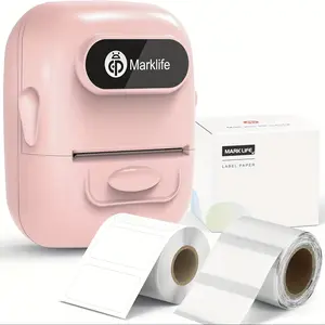 New P50 Thermal Label Maker With 2 Tapes 2 Inch Portable Barcode Label Printer Wireless Thermal Labeler For Jewelry Retail Barcode Small Business Home Office 1pink Printer 2 Labels White Clear - Office & School Supplies Advertising printing and drawi
