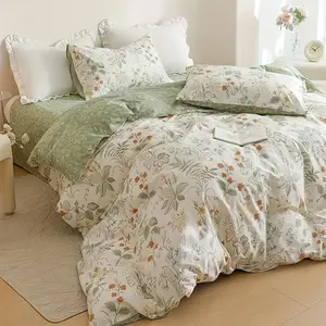3pcs Floral Print Duvet Cover Set, Polyester Material with All-Season Comfort and Zipper Closure, Bedding Set for Queen Size