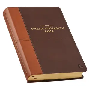 The Spiritual Growth Bible, Study Bible, NLT - New Living Translation Holy Bible, Faux Leather, Chocolate Brown/Ginger -- Christian Art Gifts - Bible