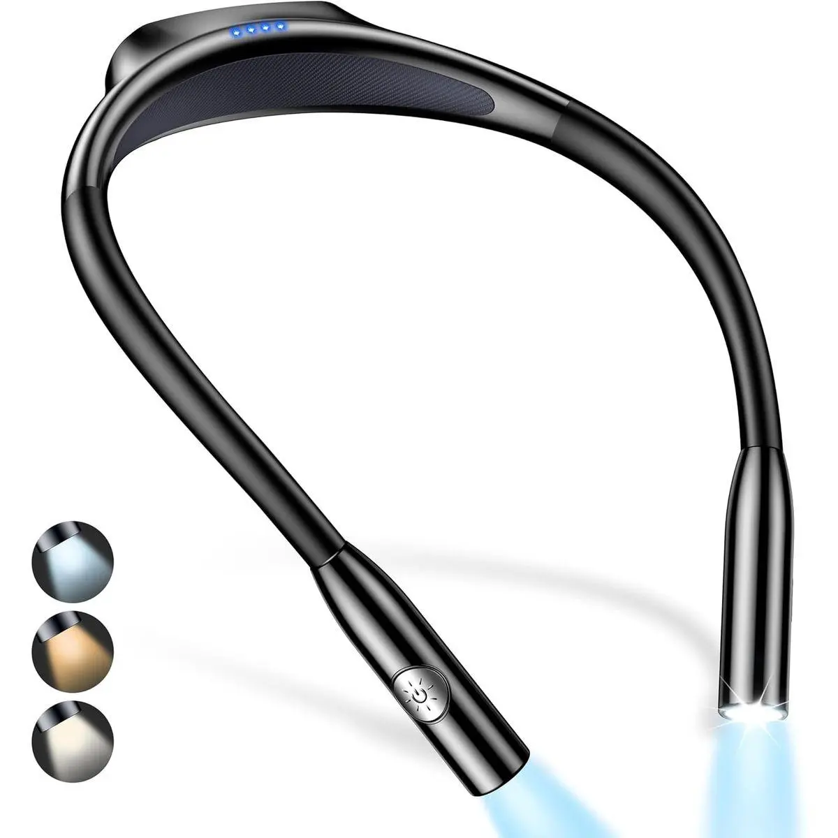 Gritin LED Neck Reading Light,Book Light for Reading in Bed-Eye Caring 3 Colors, Dimmable Brightness, Bendable Arms, 80+Hrs Runtime, Neck Round Design, Comfortable &Lightweight for Crafting, Knitting