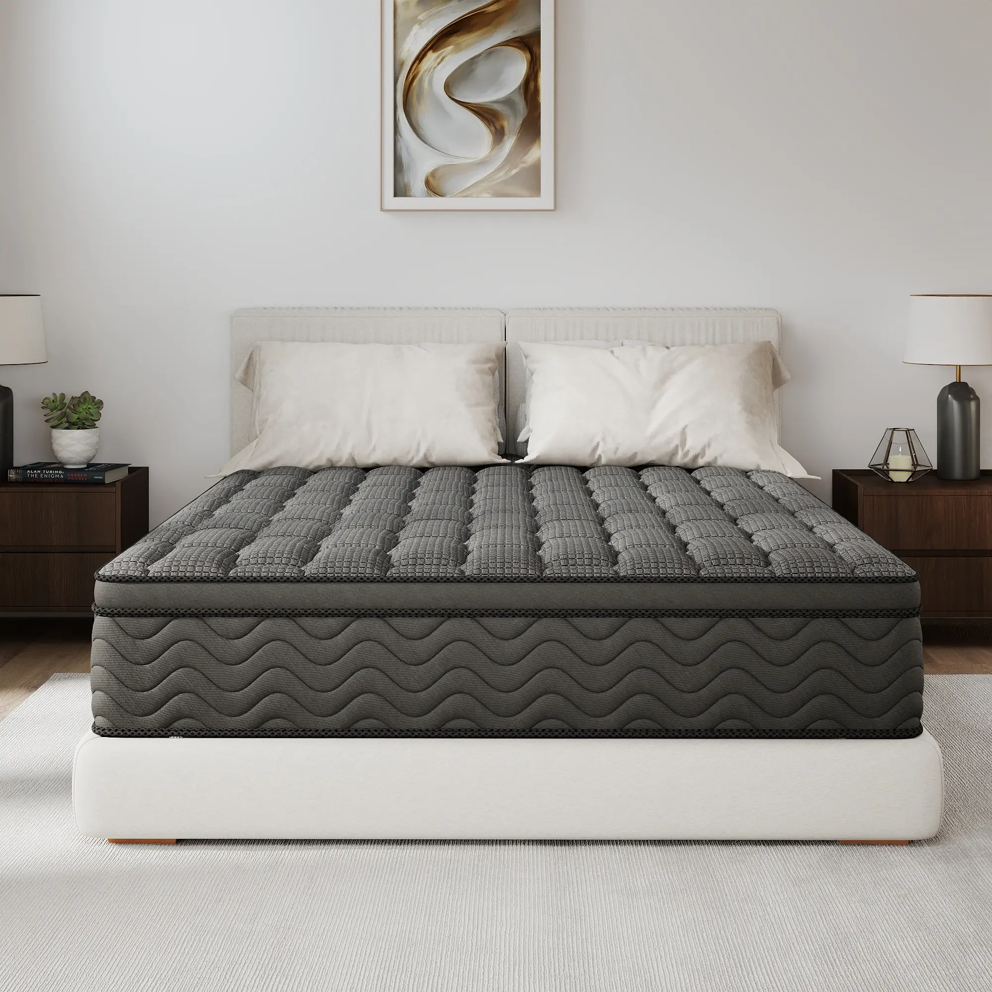 Deals For You Days Twin/Full/Queen/King Size Hybrid Mattress 12 Inch Mattresses Individual Pocket Spring Medium Firm Support Motion Isolation Skin-Friendly Bed In A Box Full Size Modern Gray hotel use