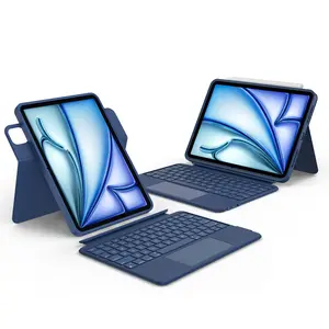 Bluetooth Keyboard Case with Precision Touchpad for iPad Air 11 inch M4 M2, iPad 10.9 11th Gen A16 10th, Pro 11 4th/3rd/2nd/1st, 360 Swivel Detachable Magnetic Folio, Smoother Workspace Workflow Shortcuts, Type-C Fast Energy Charge Stand