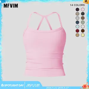 Women's Slim-Fitting Solid Backless Sports Camisole - MFVIM Quick-Dry Breathable Tank Top, Ladies Sportswear for Gym & Outdoor Activities, Tank Tops
