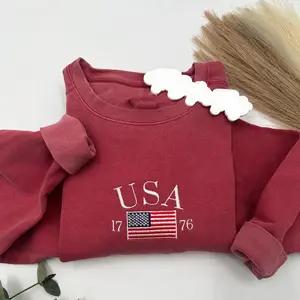 USA 1776 Embroidered Sweatshirt, American Flag Hoodie, 4th of July Shirt, Patriotic Independence Day T-Shirt, Red White and Blue Tee