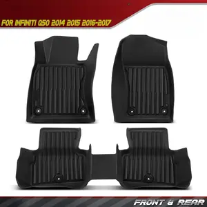 4x Front & Rear Side Black Floor Mats for INFINITI Q50 2014 2015 2016-2017 TPE