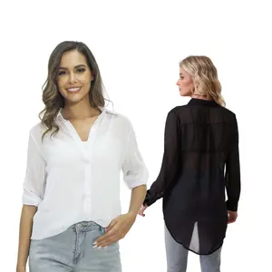 Sheer Tops for Women Sheer Button Up Blouse Long Sleeve Sexy See Through Tops Mesh Shirts