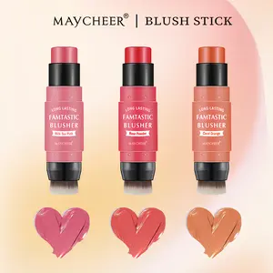 MAYCHEER Waterproof Multi-Effect Cream Blush Stick with Brush for Cheeks, Lip Color and Eye Shadow, Suitable for All Skin Daily Makeup Cosmetic Smooth Silky