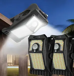 Solar Lights Outdoor, Motion Sensor Outdoor Lights, Clamp-on Solar Fence Lights Outdoor Waterproof LED Lights, Suitable for Walls, Fences, Decks, Gutt