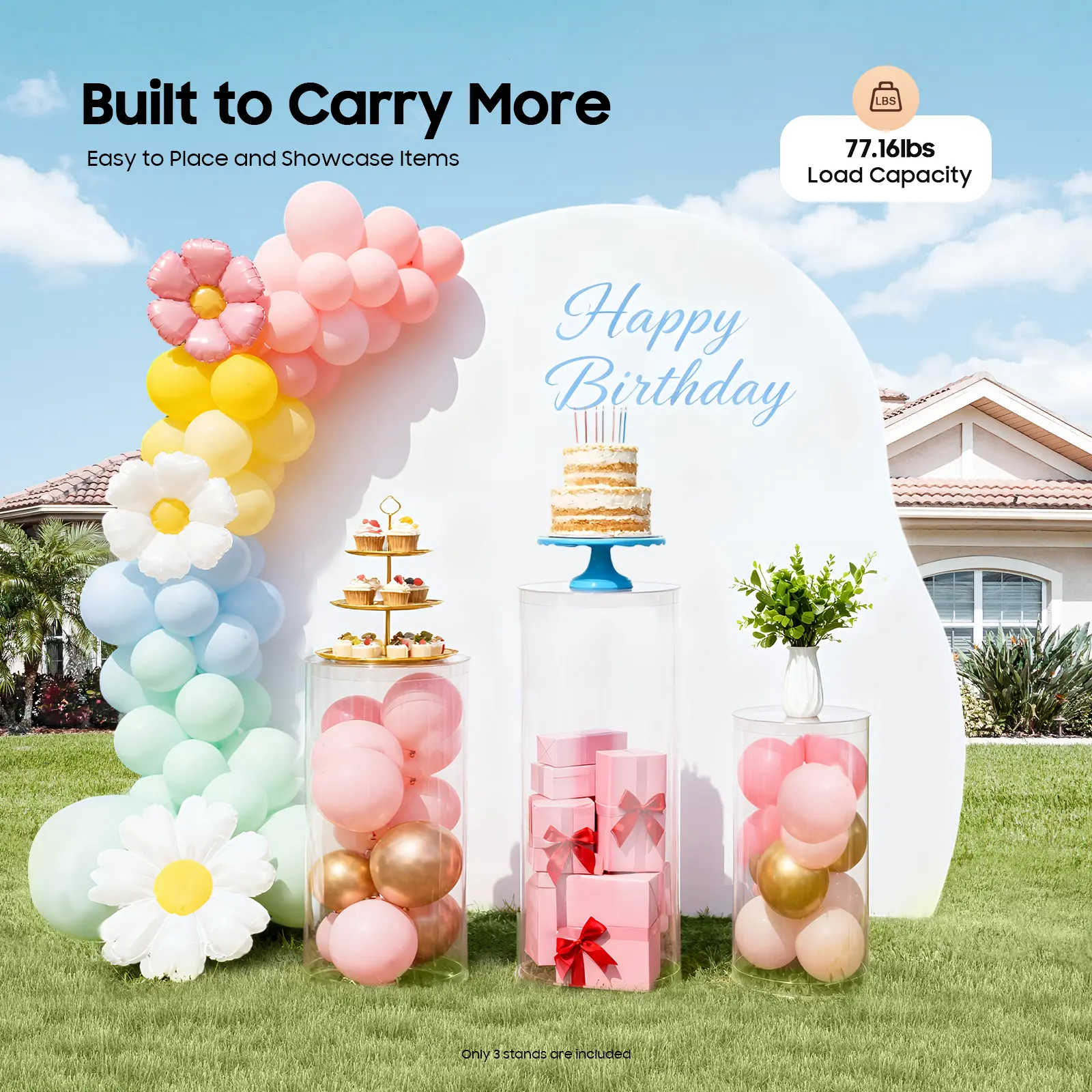 3 PCs Wedding Display Stands, Clear Display Stand, for Decorating Your Living Room, and for a Wedding, Christmas Party or Celebration Ceremonies, or Other Events Decoration, Decorative