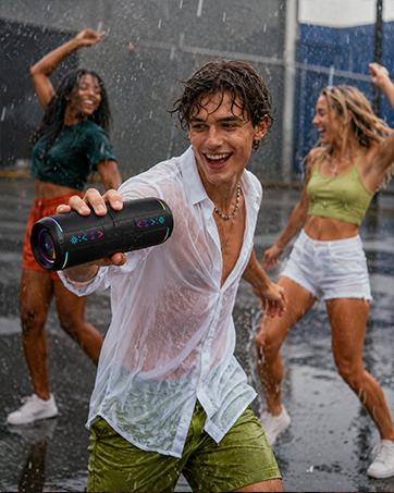 OMUCA Magnetic Split Bluetooth Speaker, 2-in-1 Portable Stereo Speaker, True Wireless Stereo Sound, Deep Bass, RGB Lights, IPX6 Waterproof, 20H Playtime Audio Compact