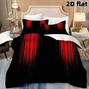 2D Flat 3Pcs Black Red Drip Abstract Duvet Cover, Modern Art Design Bedding (1 Cover+2 Pillowcases, Unfilled) for Bedroom Decor, Comfortable Home Decor.