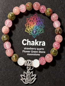 Moonstone Green Flower Beaded Bracelet Lotus Yoga Pendant Bracelet European and American Style Zen Jewelry Elastic Design