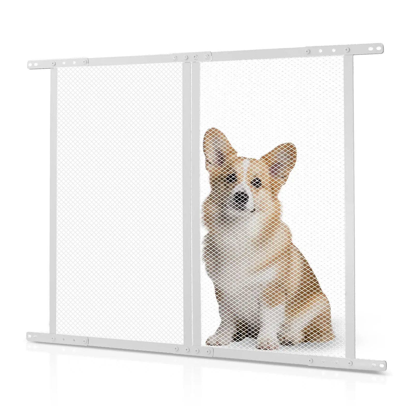 White Aluminum Alloy RV Screen Door Protector, 28.5x31.5in Door Grille, Easy to Install & Disassemble, Reinforced Breathable Mesh, Camper Entry Protector for Pet Protection