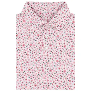 The Azalea Pink Polo Shirt Golf Print Lightweight Gift for Men Outdoor